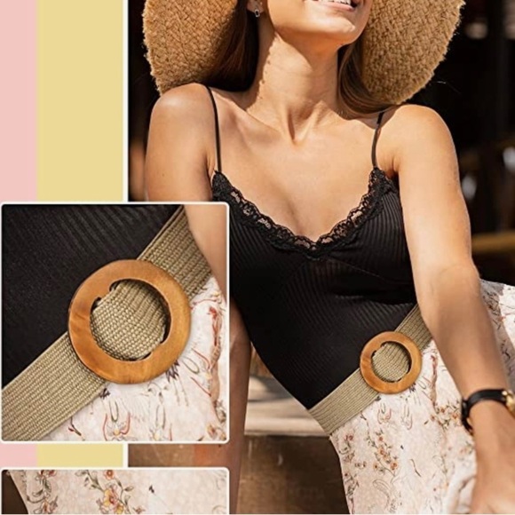 Black Woven belt with circle buckle - Picture 2 of 4